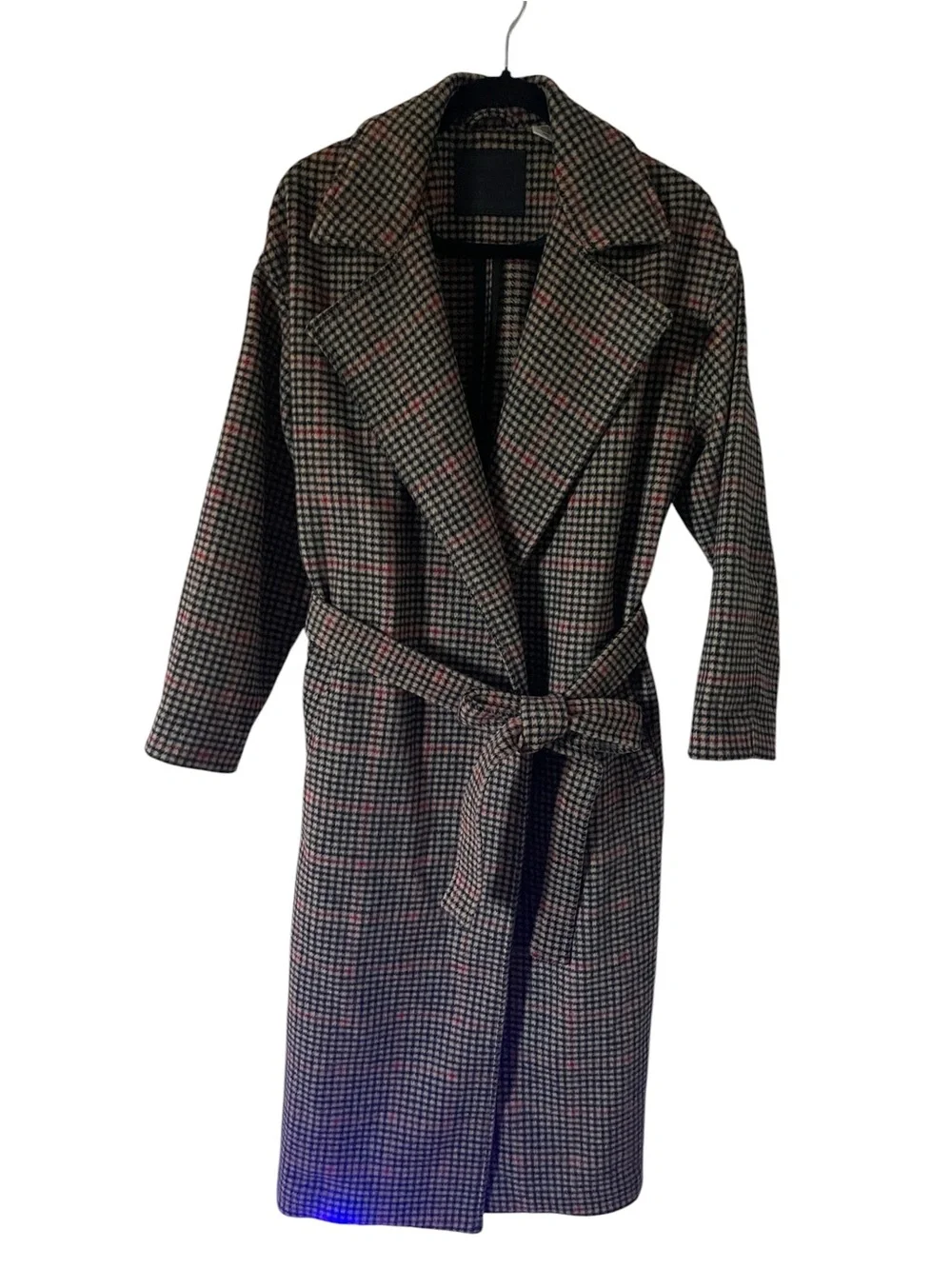 Levi's Multicolor Wool Blend Houndstooth Waist Belted Womens Overcoat Size S